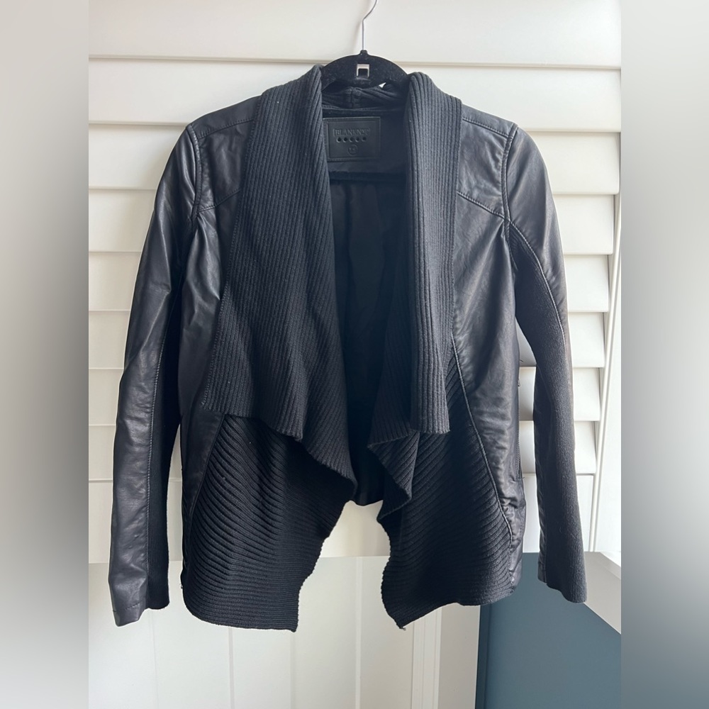 Black Leather Open Front Jacket - image 1